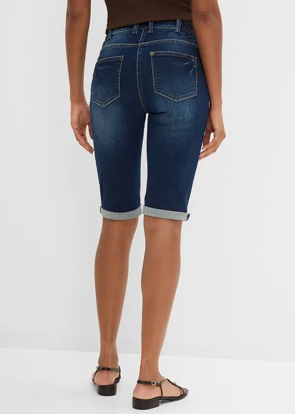Jeansbermudas Mid Waist, med bekv&auml;m midja, bonprix