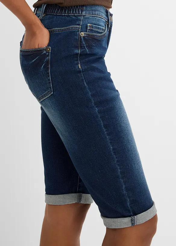 Jeansbermudas Mid Waist, med bekv&auml;m midja, bonprix