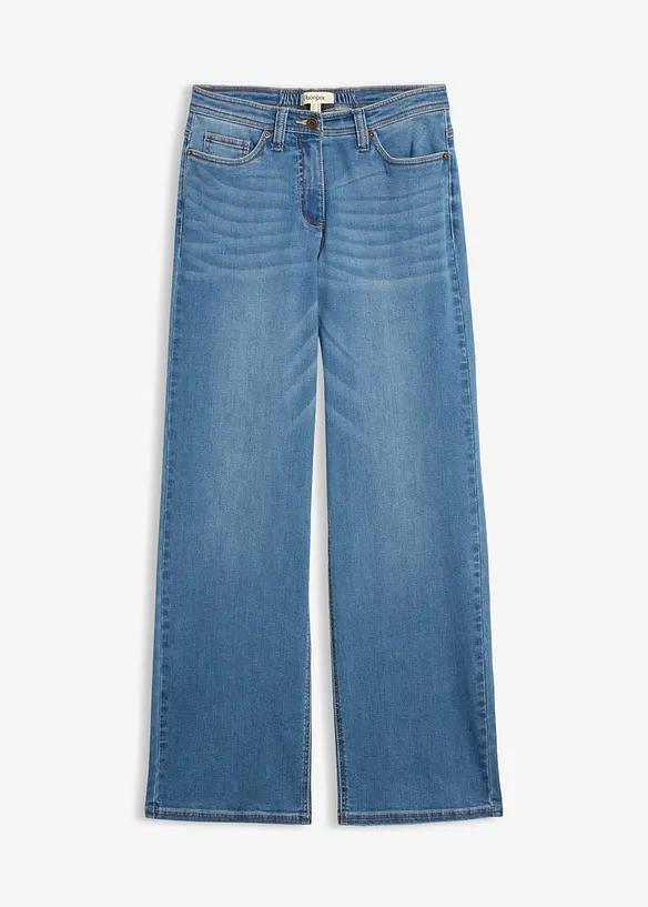 Wide Leg Jeans Mid Waist, med bekv&auml;m midja, bonprix