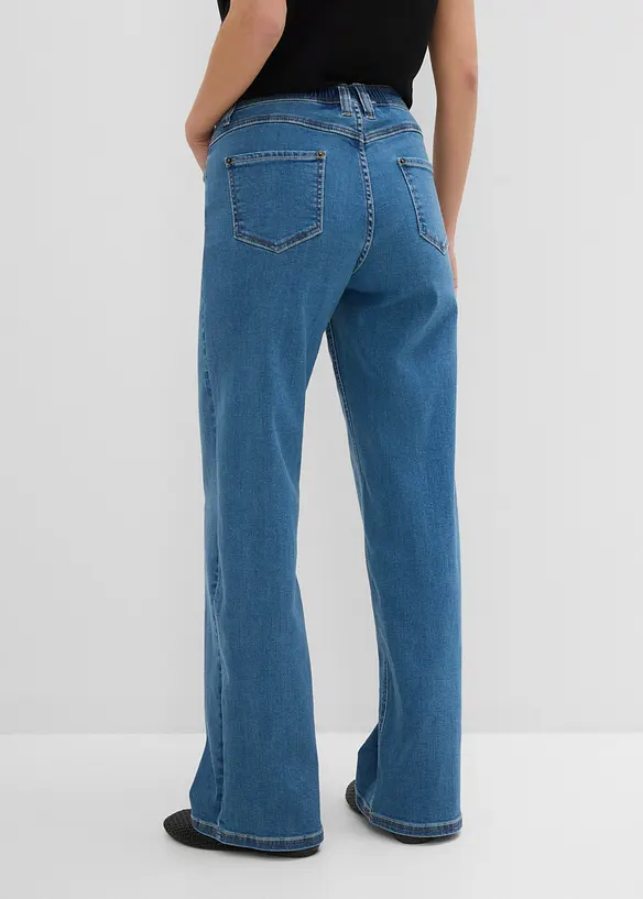 Wide Leg Jeans Mid Waist, med bekv&auml;m midja, bonprix