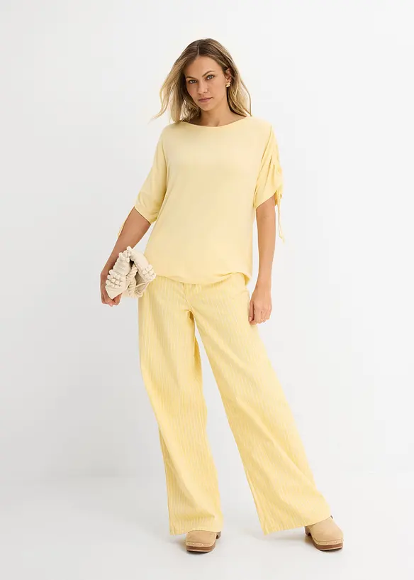 Viskostopp med rynkade &auml;rmslut, bonprix