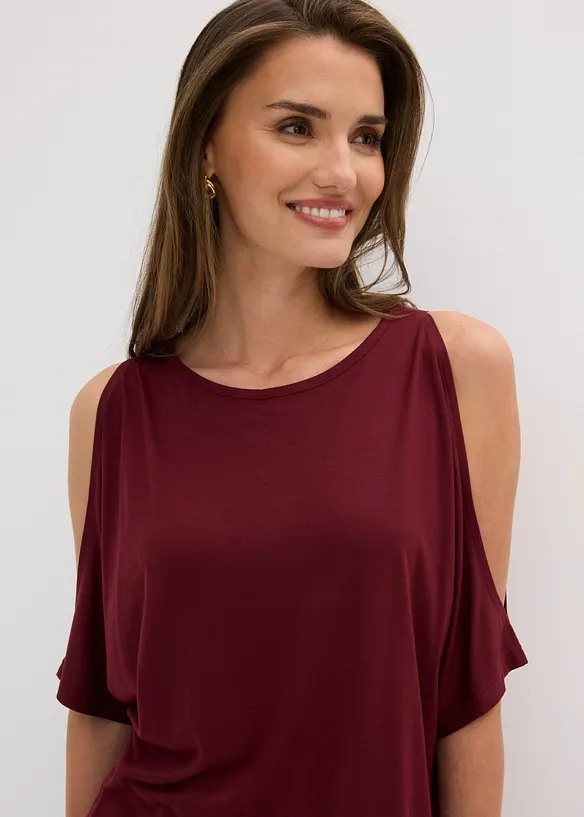 Cold shoulder-topp i viskos, bonprix