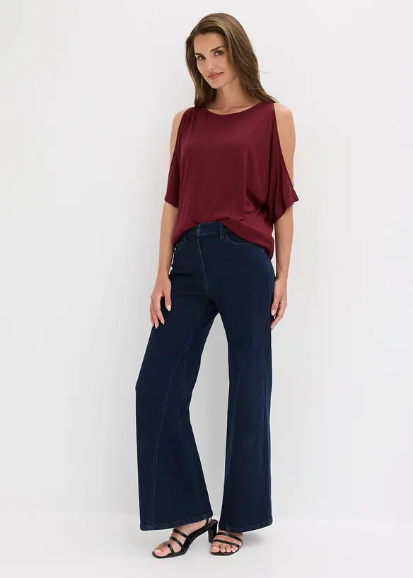 Cold shoulder-topp i viskos, bonprix