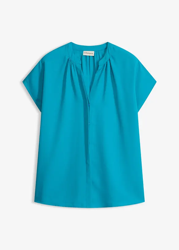Kort&auml;rmad blus med dold knappsl&aring;, bonprix