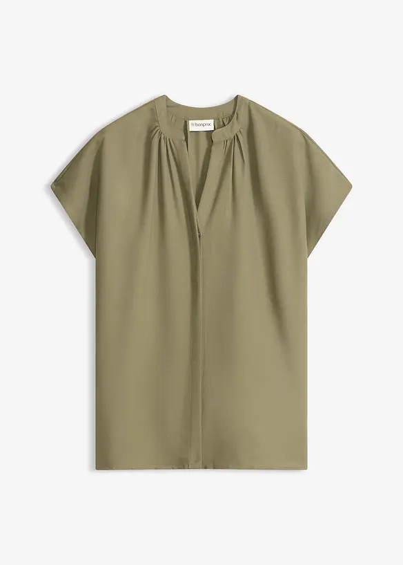 Kort&auml;rmad blus med dold knappsl&aring;, bonprix