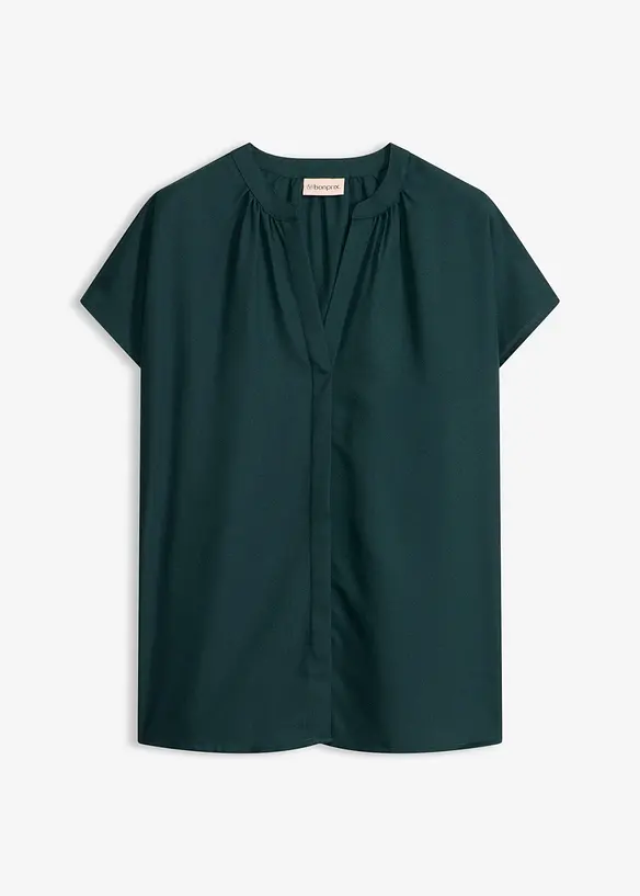 Kort&auml;rmad blus med dold knappsl&aring;, bonprix