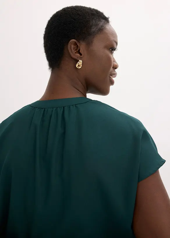 Kort&auml;rmad blus med dold knappsl&aring;, bonprix