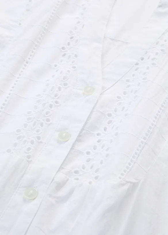 Blus med h&aring;lbroderi, bonprix