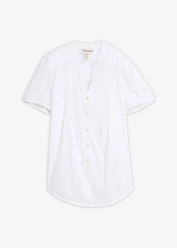 Blus med h&aring;lbroderi, bonprix