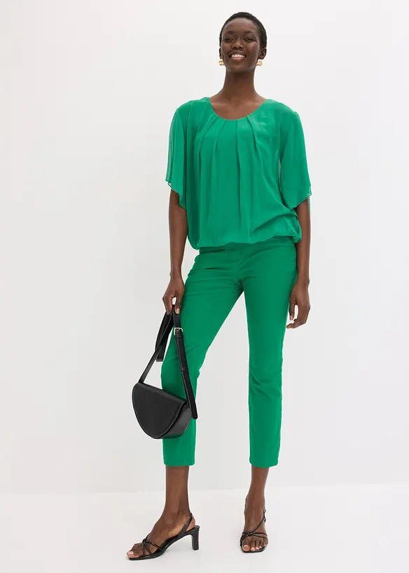 Chiffongblus med linne, bonprix