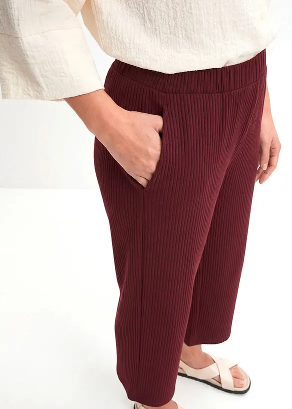 Ribbstickad jerseybyxa med bekv&auml;m midja, bonprix