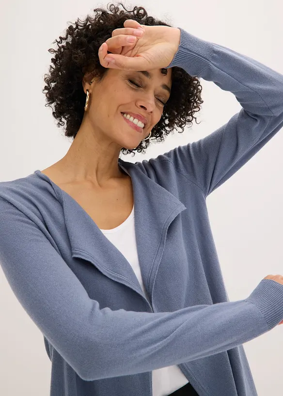 L&aring;ng cardigan i bomullsblandning, bonprix