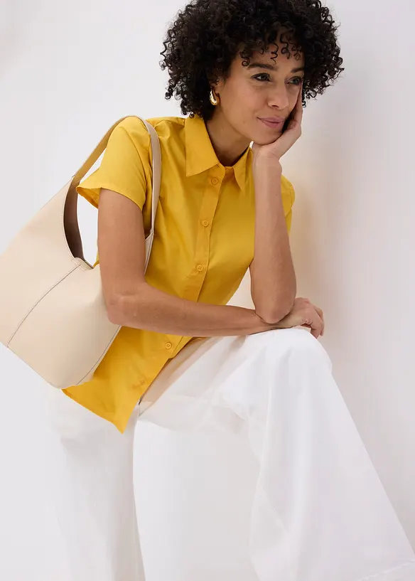 Kort&auml;rmad poplinblus, bonprix