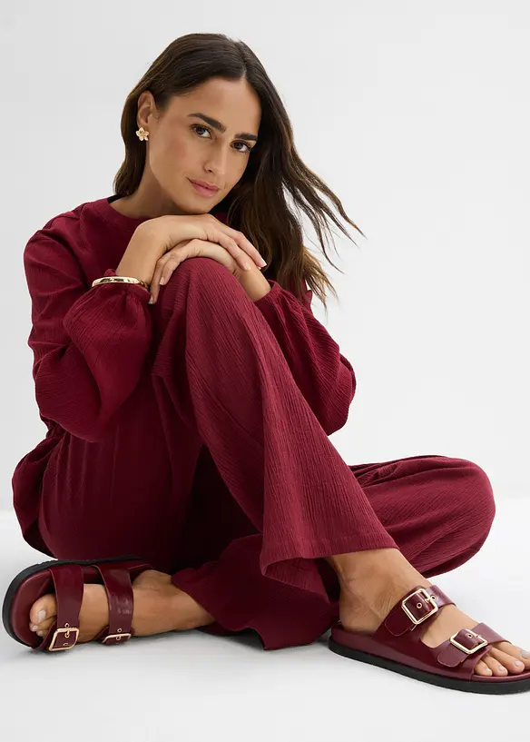 Dra p&aring;-byxa med struktureffekt, bonprix