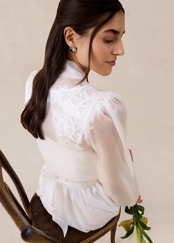 Bolero av tunn tyll med knytdetalj, bonprix