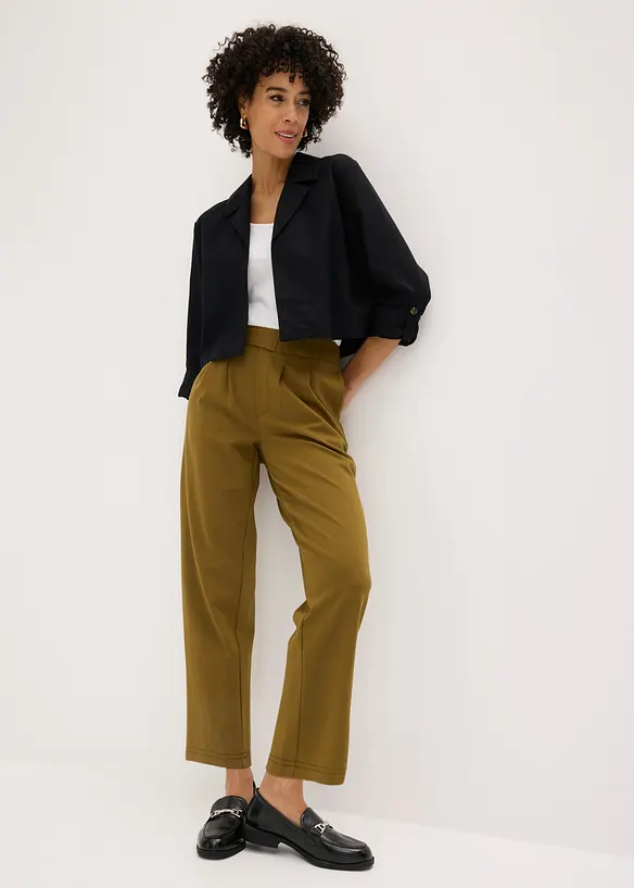 Byxa med gubbveck i barrelmodell, bonprix