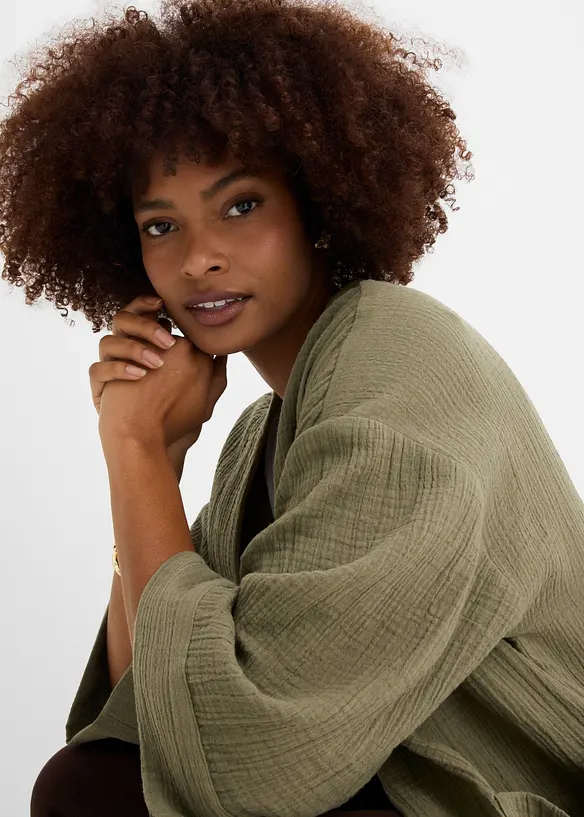 Kimono i luftig bomullsmuslin, bonprix