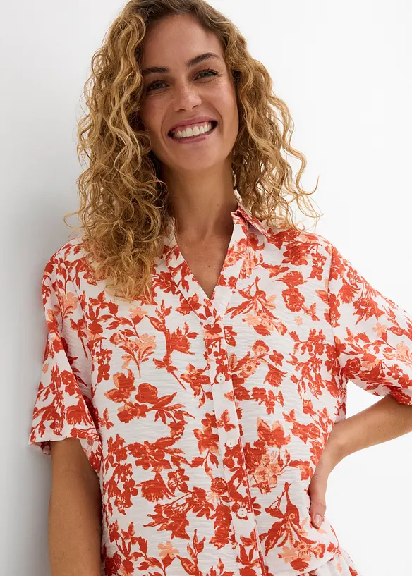 Kort&auml;rmad blus i mjuk viskosmix, bonprix