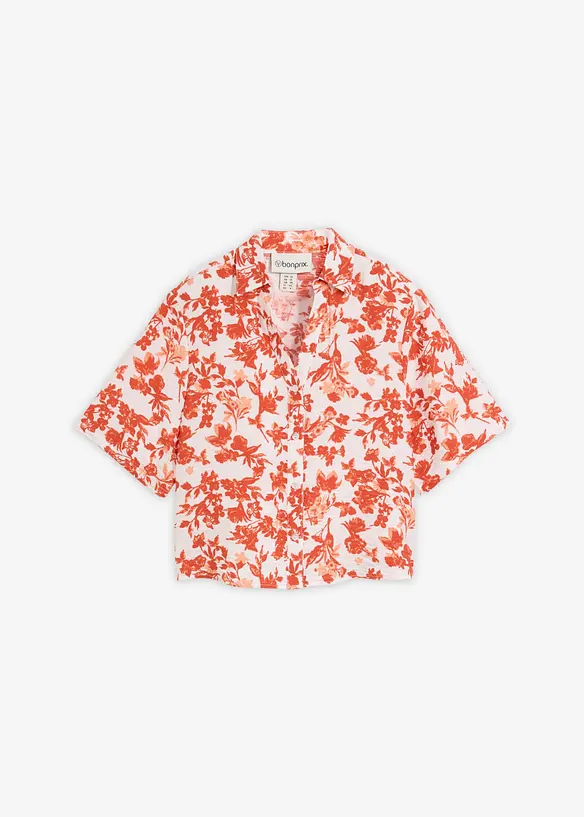 Kort&auml;rmad blus i mjuk viskosmix, bonprix