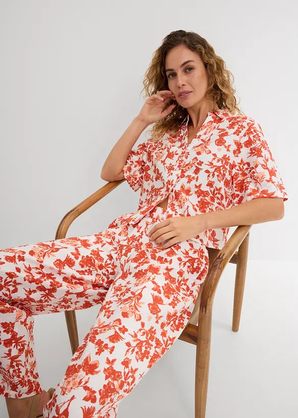 Kort&auml;rmad blus i mjuk viskosmix, bonprix