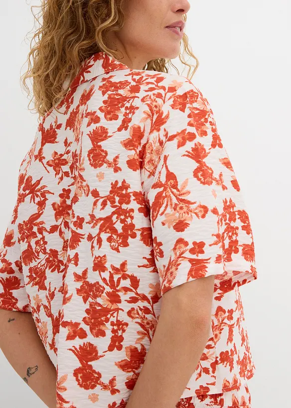 Kort&auml;rmad blus i mjuk viskosmix, bonprix