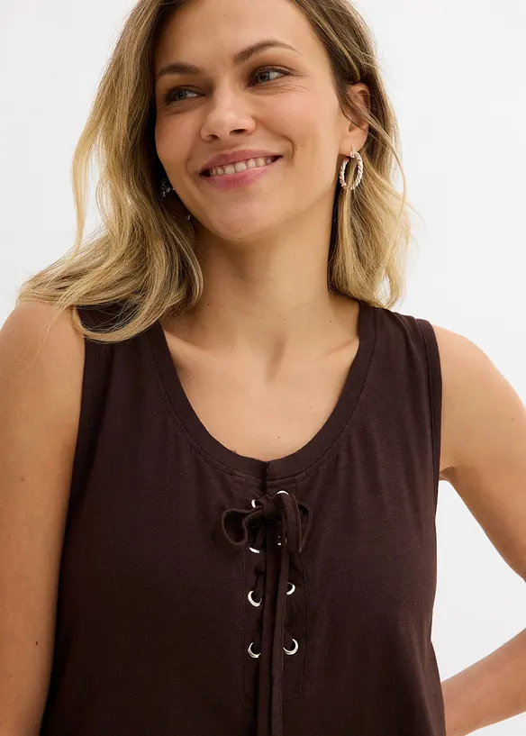 Jerseykl&auml;nning med sn&ouml;rning, bonprix