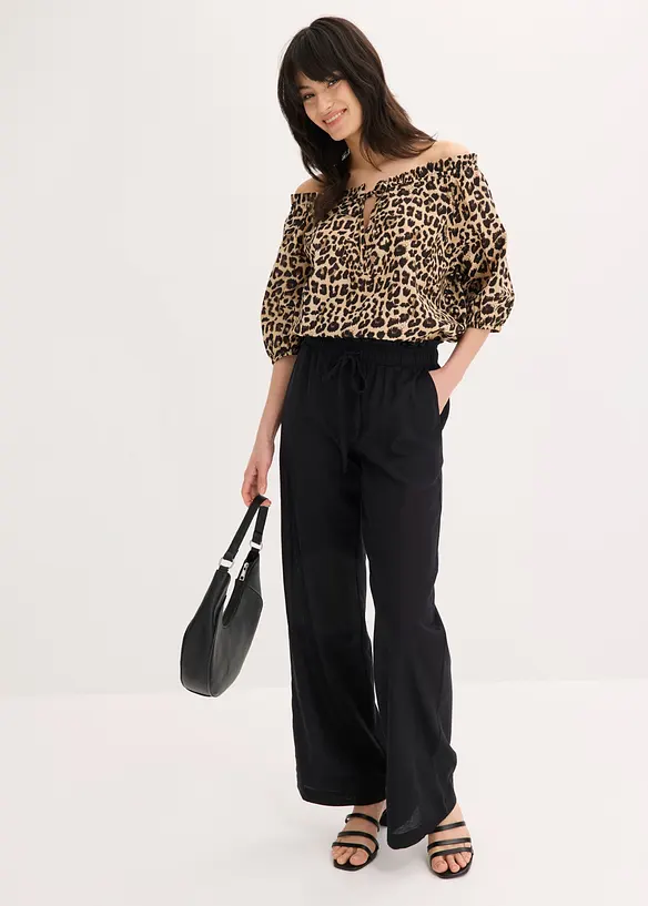 Palazzobyxa i luftig viskosmix, bonprix