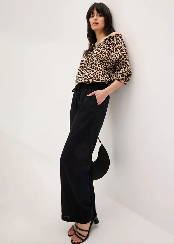 Palazzobyxa i luftig viskosmix, bonprix