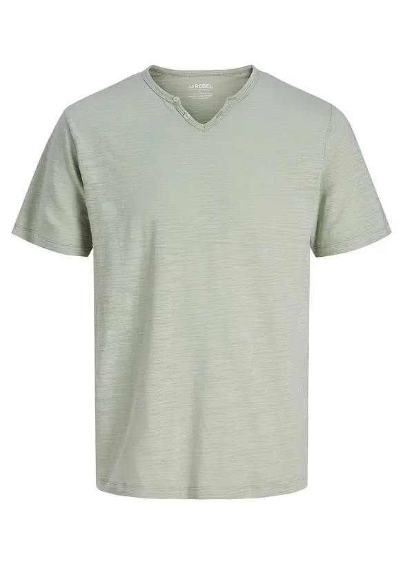 T-shirt i bomull med farfarskrage, fr&aring;n JJ REBEL, JJ REBEL