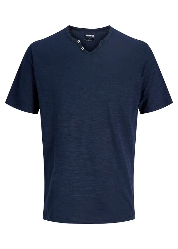 T-shirt i bomull med farfarskrage, fr&aring;n JJ REBEL, JJ REBEL