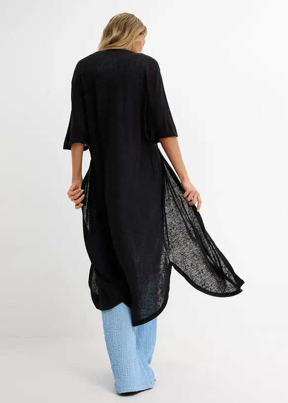 L&aring;ng cardigan med linnelook, bonprix