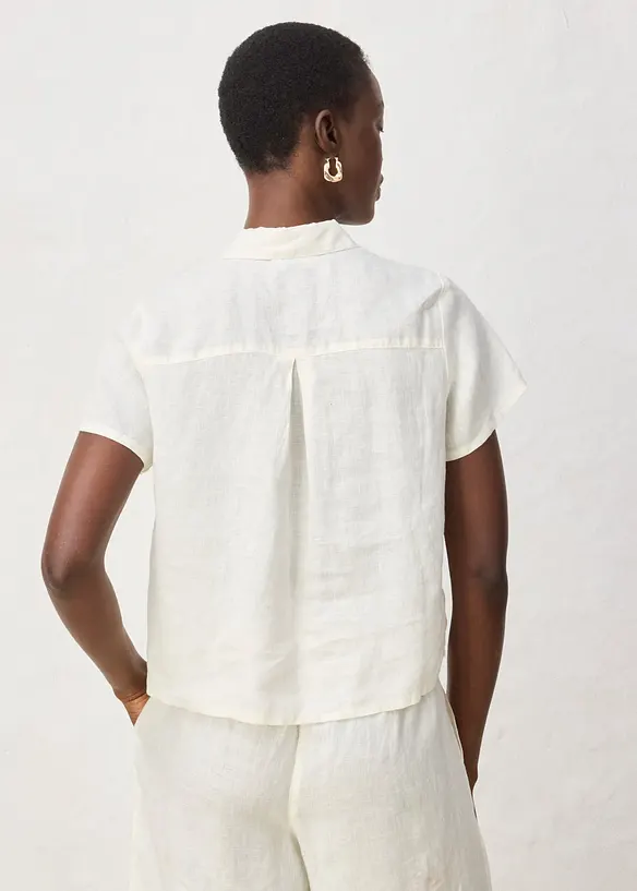 Kort&auml;rmad linneblus, bonprix