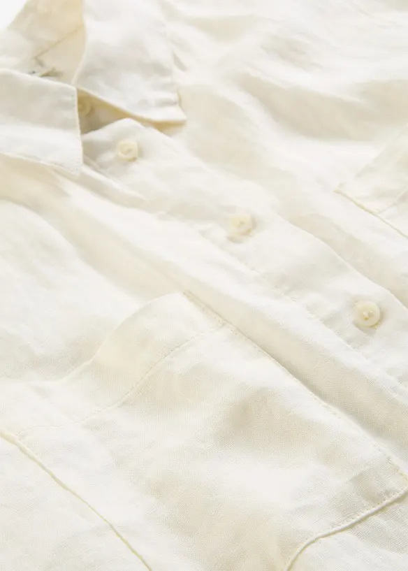 Kort&auml;rmad linneblus, bonprix