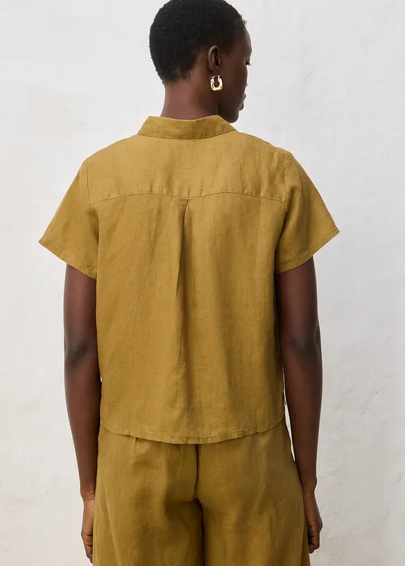 Kort&auml;rmad linneblus, bonprix