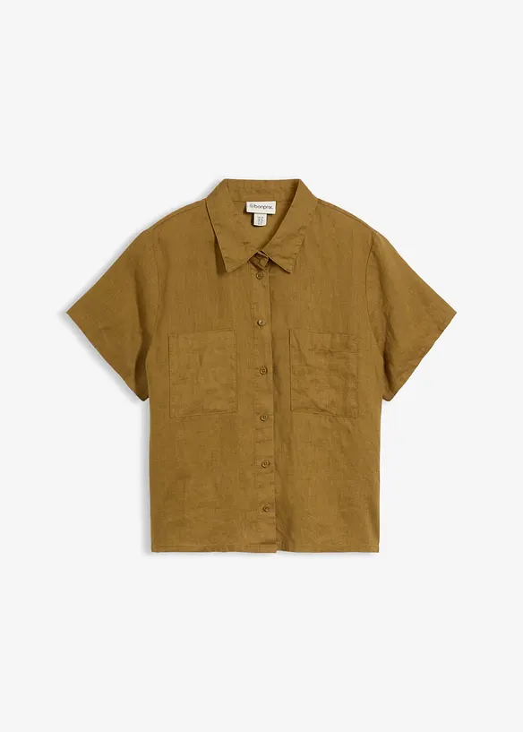 Kort&auml;rmad linneblus, bonprix