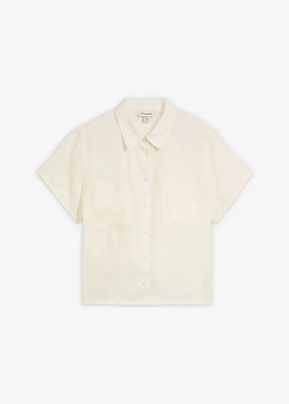 Kort&auml;rmad linneblus, bonprix