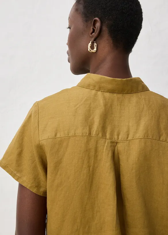 Kort&auml;rmad linneblus, bonprix