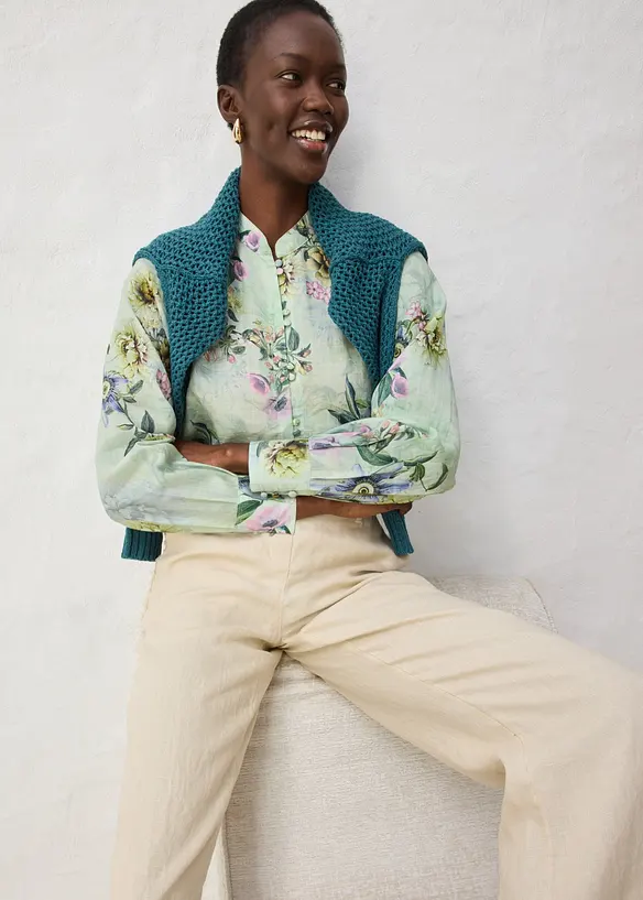 Volangblus av svalkande rami, bonprix