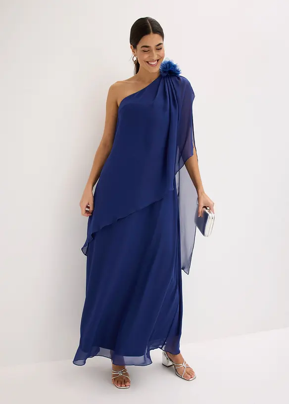 Aftonkl&auml;nning av mjuk chiffong med blomapplikation, bonprix