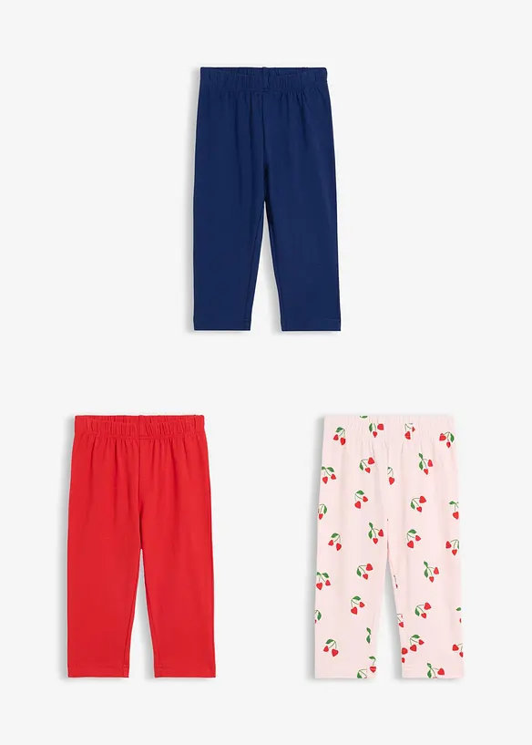 Caprileggings med ekologisk bomull och stretch (3-pack), bonprix