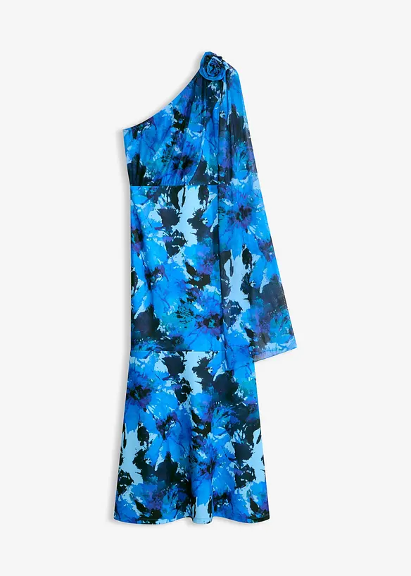 Aftonkl&auml;nning i one shoulder-stil med blomapplikation, bonprix