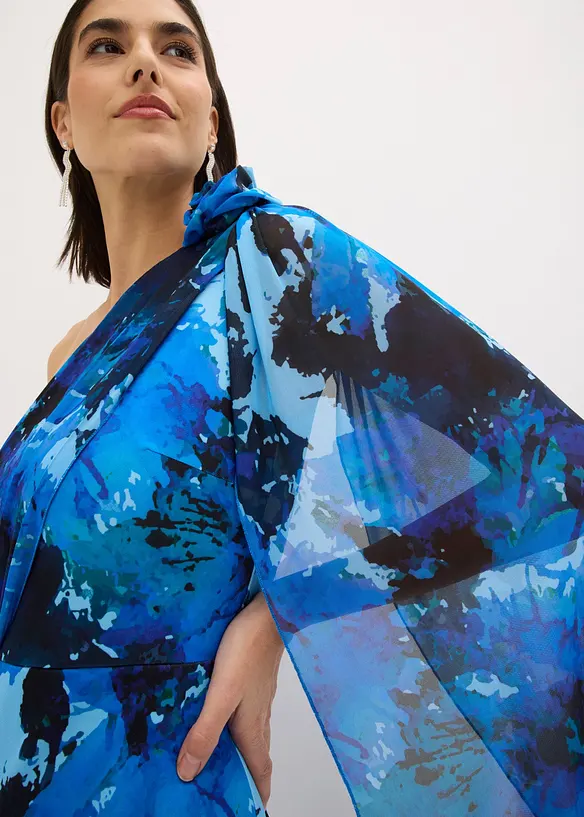 Aftonkl&auml;nning i one shoulder-stil med blomapplikation, bonprix