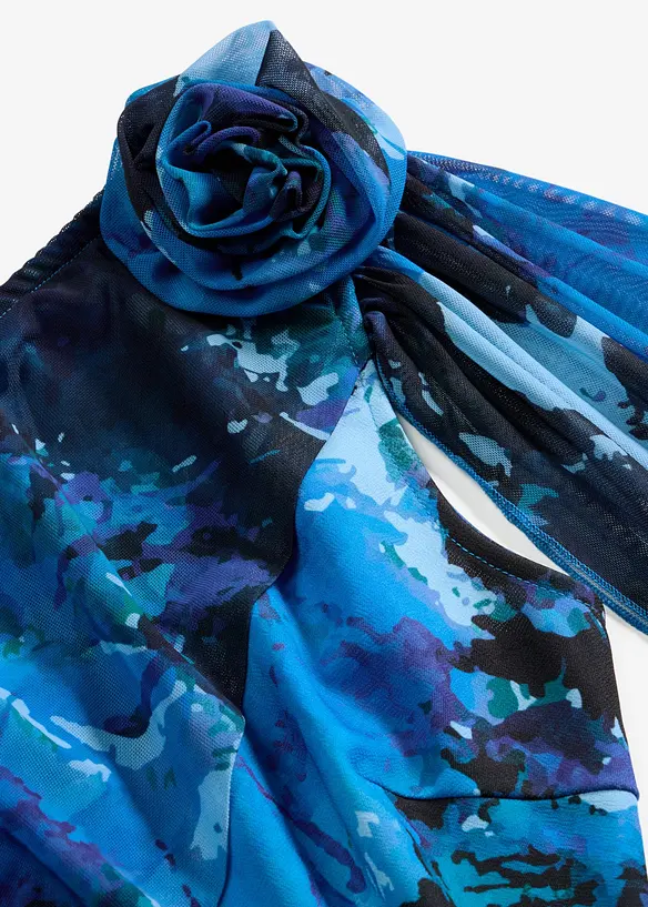 Aftonkl&auml;nning i one shoulder-stil med blomapplikation, bonprix