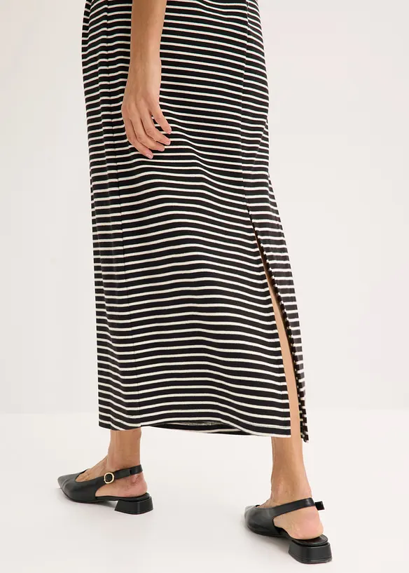 Randig jerseykl&auml;nning med reglerbar midja, bonprix