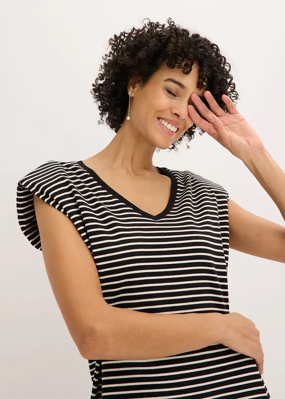 Randig jerseykl&auml;nning med reglerbar midja, bonprix