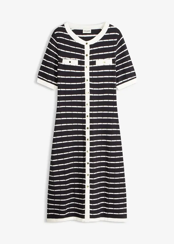 Stickad kl&auml;nning i viskos med knappar, bonprix