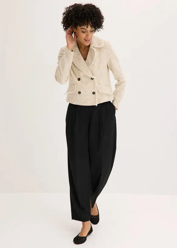 Jacka av bomullsjacquard med lin, bonprix