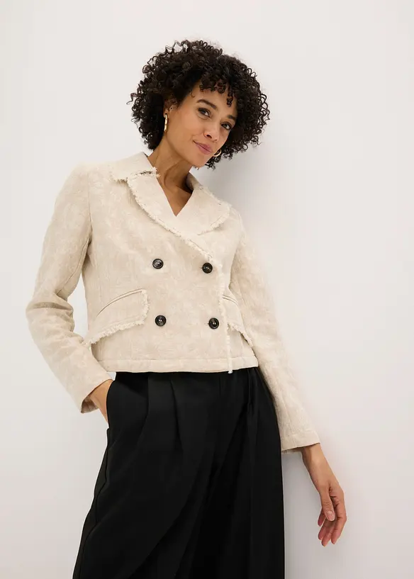 Jacka av bomullsjacquard med lin, bonprix