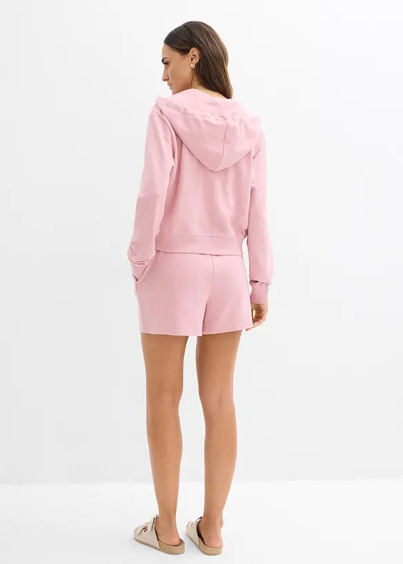 Munkjacka och shorts i sweatshirtmaterial av ekologisk bomull (2 delar), bonprix