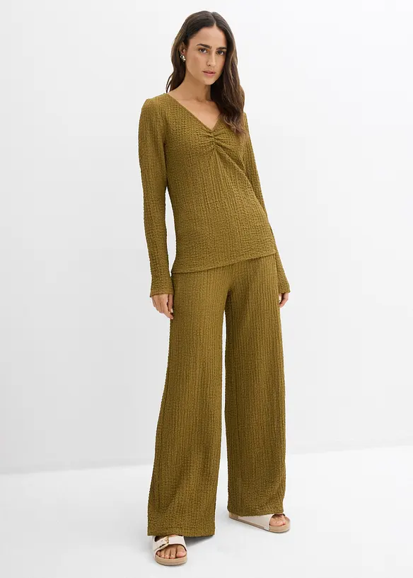 Topp och byxa (2 delar) av mjuk kr&auml;pp, bonprix